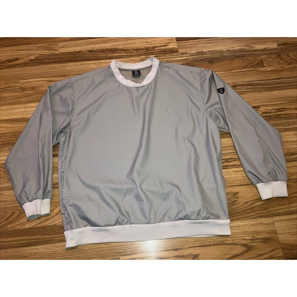 Nike‎ Jacket Mens Size XL Beige Swoosh Pullover Windbreaker Long Sleeve